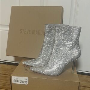 Steve Madden Glittering Silver Heeled Boots